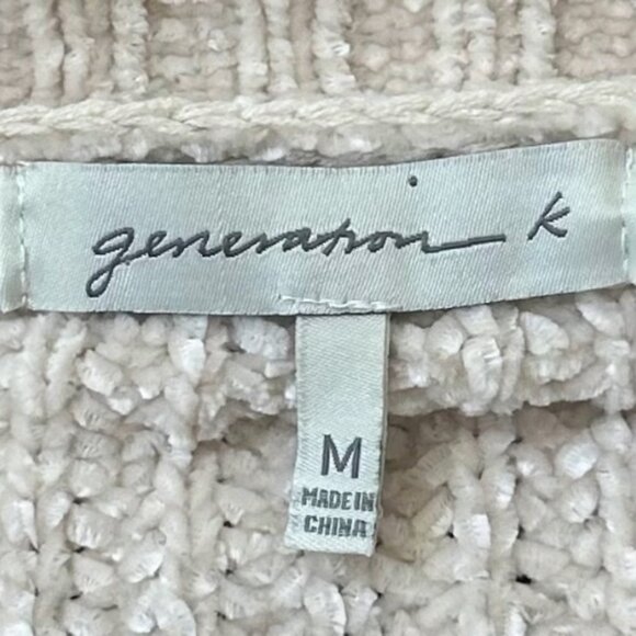 Designer Inspired Striped Puff Sleeve Cropped Sweater Cream/Black M Soft Knit - Picture 4 of 6